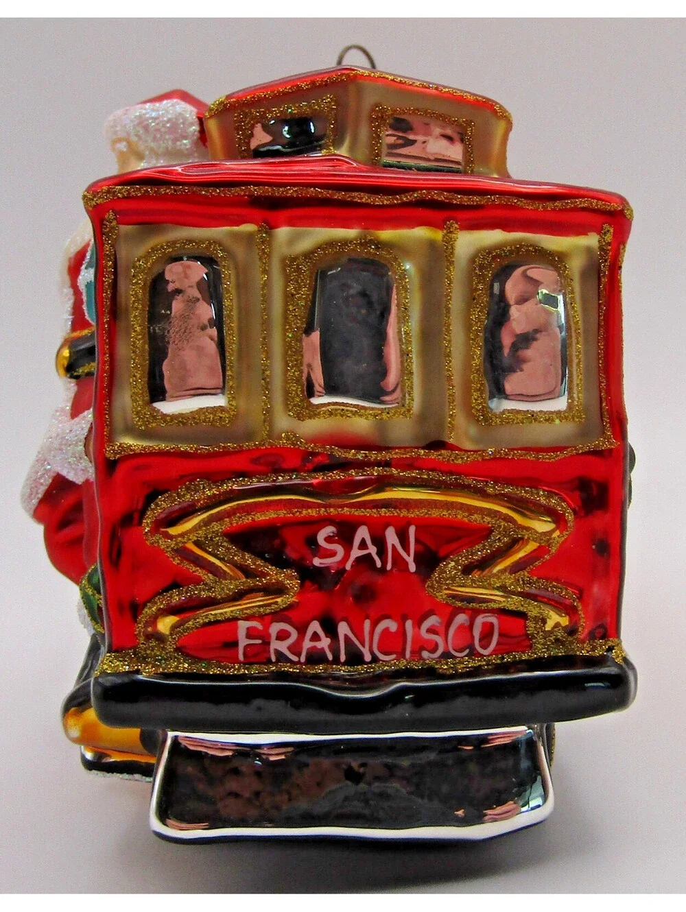 Gump's Santa on San Francisco Cable Car Loaded with Presents Ornament